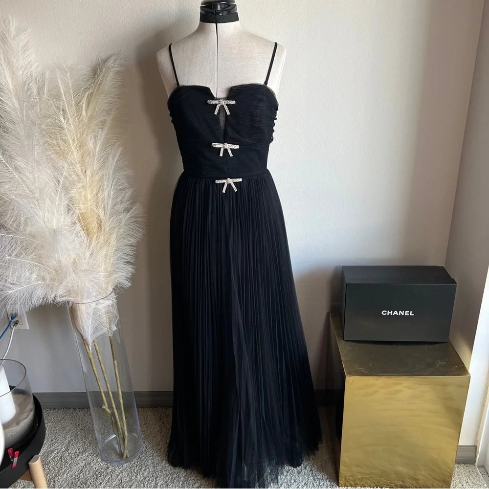 NWT Lucy Paris Black Tulle Maxi Dress Gown - Picture 7 of 12